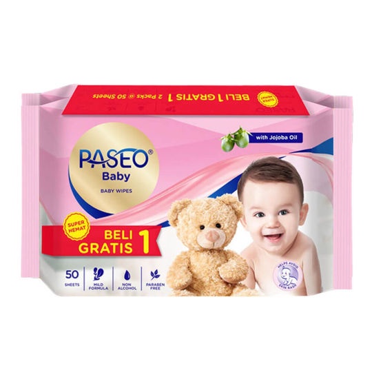 tissue basah Paseo - Tissu Tisu Basah BABY WIPES isi 50 sheet