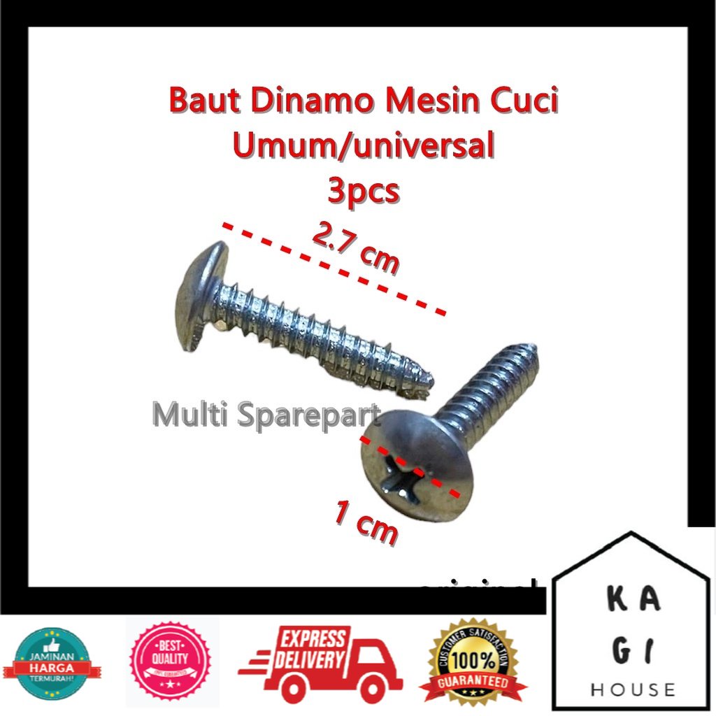 Baut Dinamo Mesin Cuci 3 pcs Original Parts Screw Body Wash Machine Universal