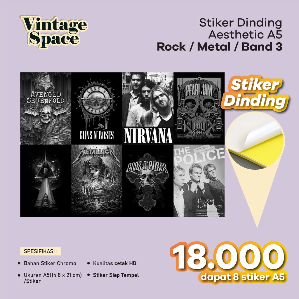 Stiker Dinding A5 Band 3/ Stiker Aesthetic A5 / Stiker A5