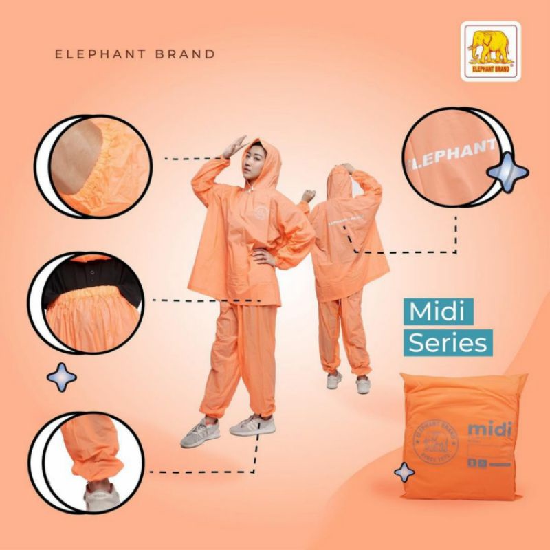 Jas Hujan Elephant Brand Mini Midi Poncho Ponco Gajah Lengan Jaket Baju Celana Setelan Ceria 935 Raincoat Transparan Traveling Original Murah Ekonomis Terlaris (Bukan Plastik)