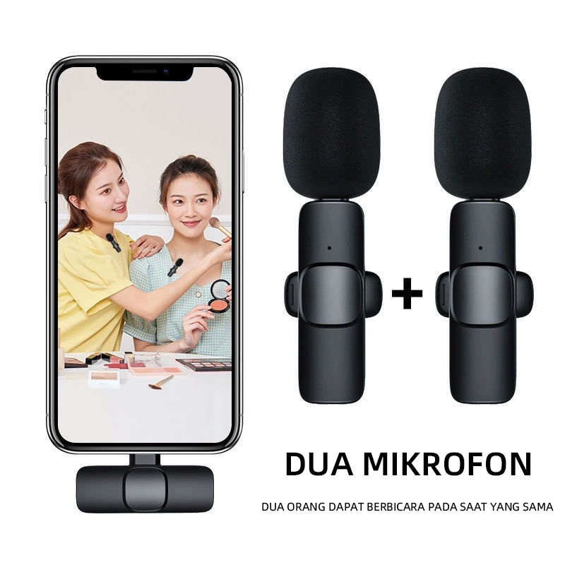 Mikrofon Nirkabel Lavalier Mic Portabel Audio Video pembuatan Rekaman Wireless Microphone HP Klip Untuk IPhone Android