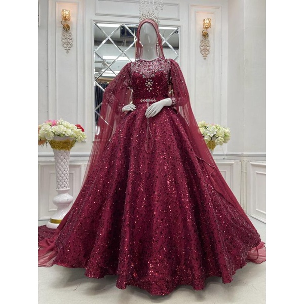 Gaun pengantin crinoline/Gaun pengantin/Gown pengantin mewah/Wedding dress