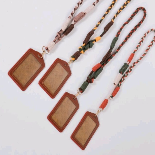 LANYARD ID CARD Holder Name Tag Leather Synthetic Macrame/ Id Card/ Name tag macrame