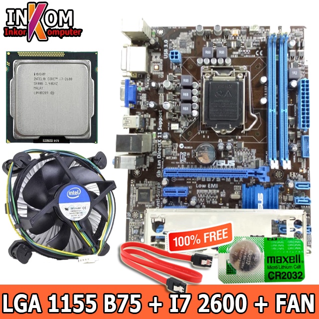 PAKET Motherboard Mainboard MOBO B75 Plus Processor i7 2600