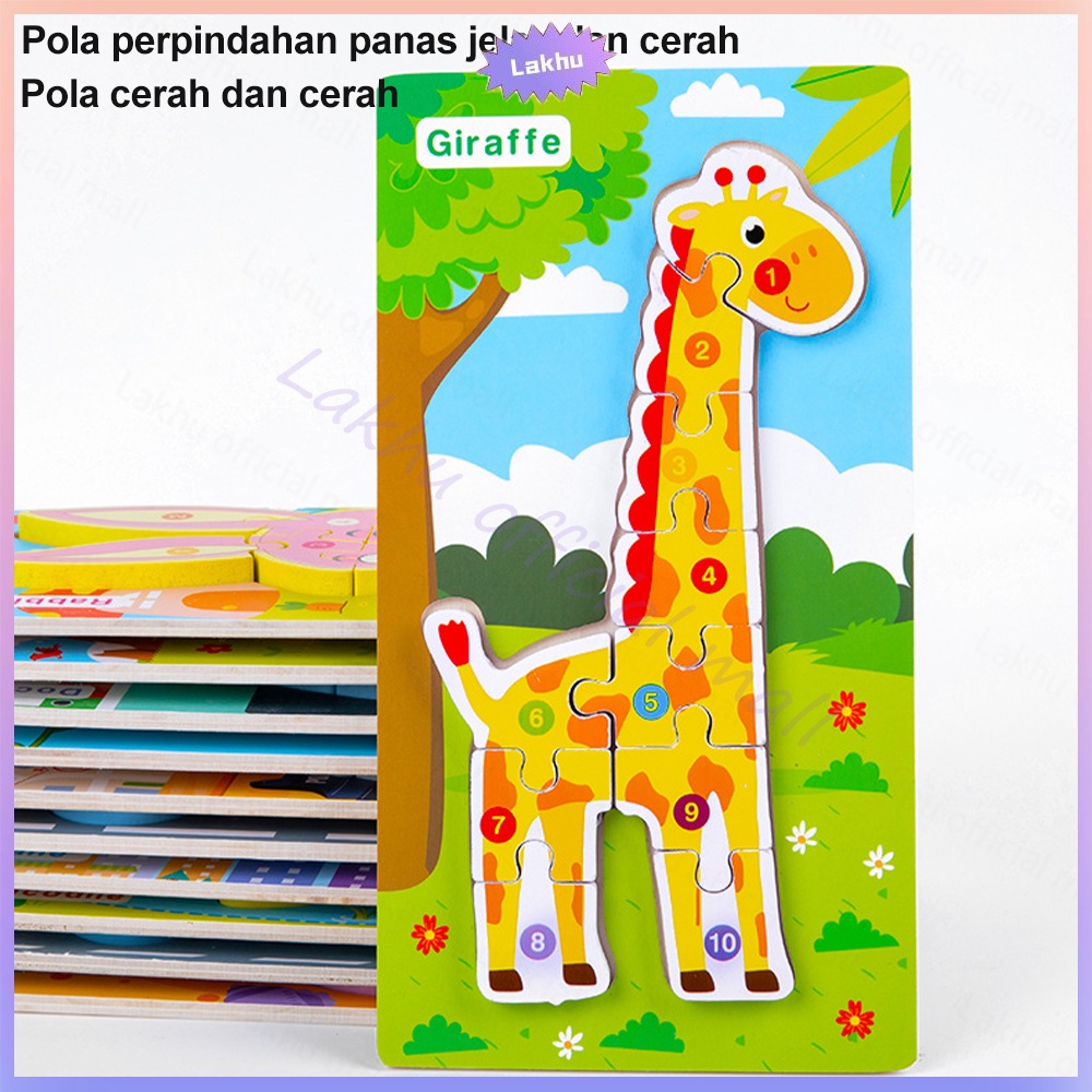 JCHO 3D puzzle kayu anak mainan edukasi jigsaw puzzle wooden toys