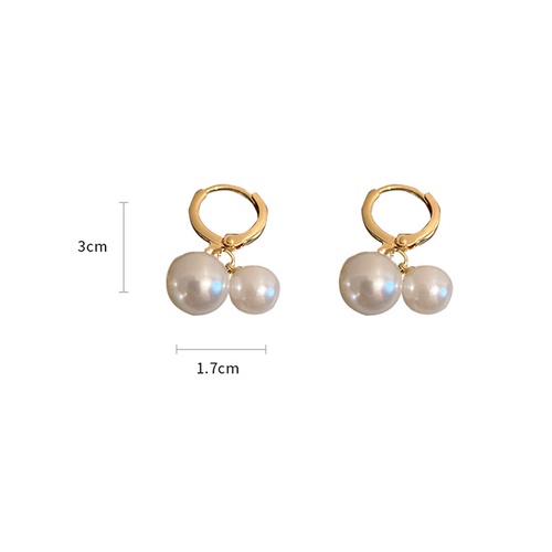 LRC Anting Tusuk Fashion Gold Color Large And Small Pearl W76447