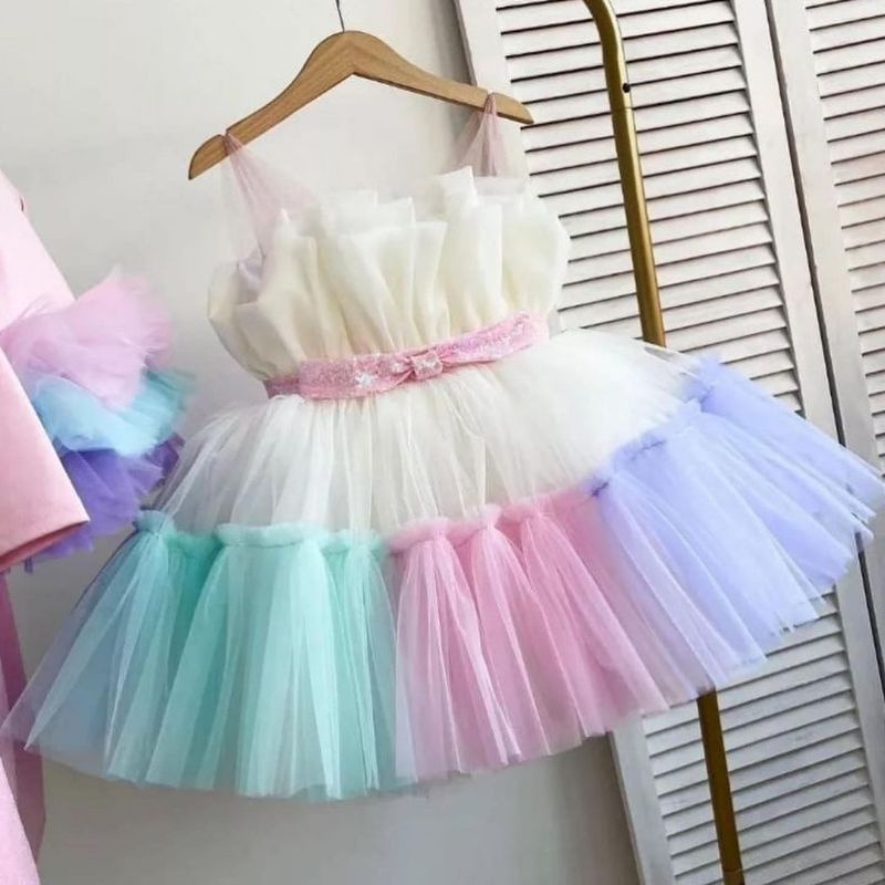 dress jelita rainbow pesta anak ulang tahun natal kondangan baju anak perempuan