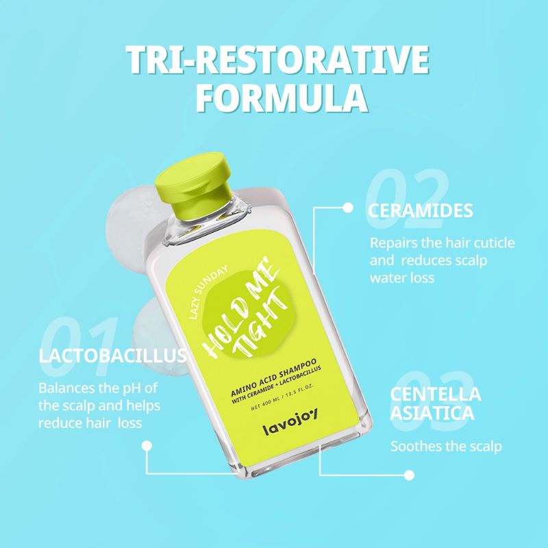 LVJ Lavojoy Hold Me Tight Shampoo Lazy Sunday 400ml | SOS Nourishing Conditioner 300ml &amp; 30ml | Hair Care