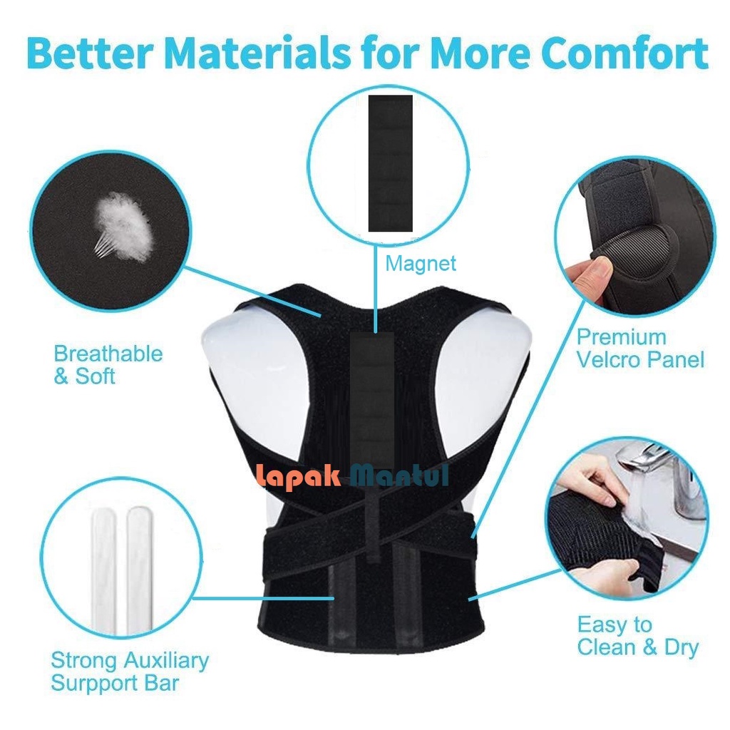 LM-0214 Sabuk Terapi Penyangga Punggung Pria &amp; Wanita Anti Bungkuk-Alat Sabuk Terapi Pelurus Penyangga Penegak Punggung Bungkuk Posture Back Support Brace