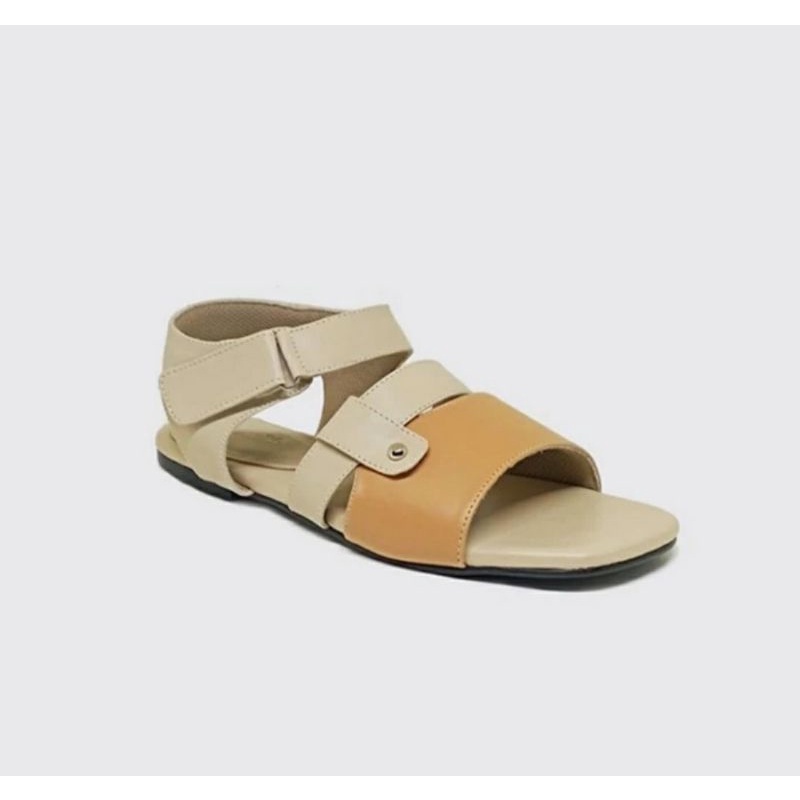 Sandal GUNUNG Wanita Oversize 41~45 Sendal Flat Cewek Dewasa Ukuran KremTane Sandak Kaki JUMBO Gemuk