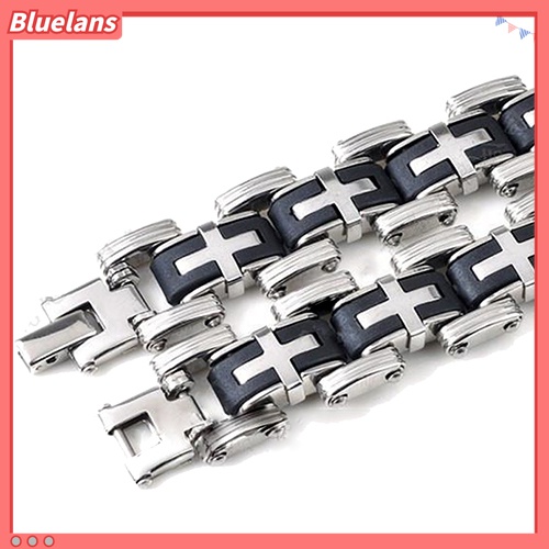 Gelang Bahan Stainless Steel Silikon Gaya Punk Untuk Pria