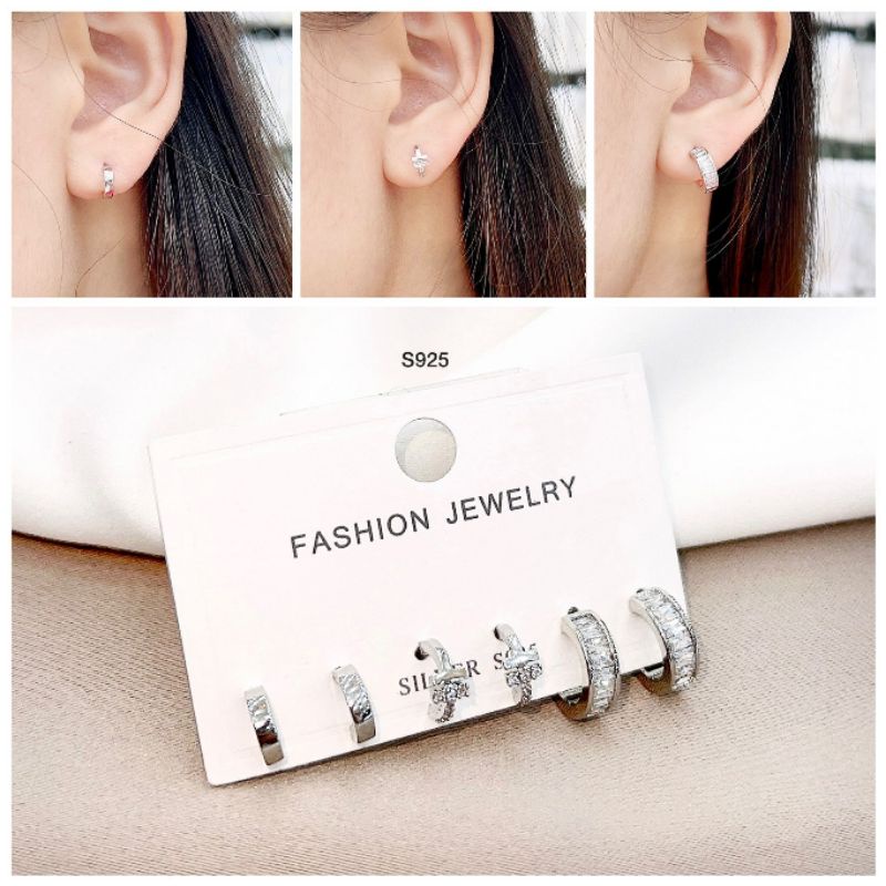 Anting Silver925 Perak isi 3 set anting silver Anti Karat anti alergi anting premium blink blink ant-130