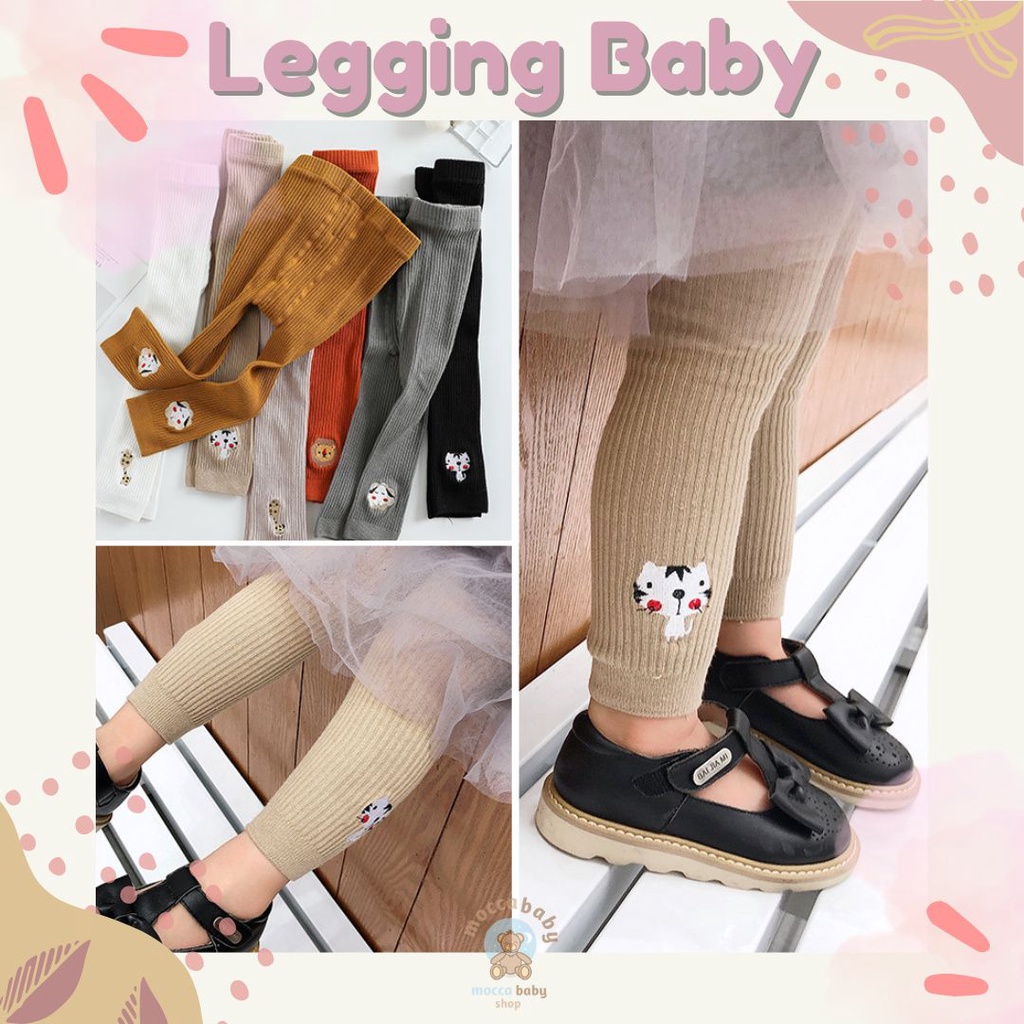 MBSS - LEGGING ANIMALS Legging buka kaki bayi / anak import motif warna polos