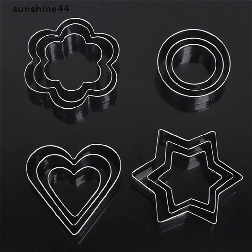 Sunshine 12Pcs Cetakan Cutter Stainless Steel Untuk Fondant Kue / Biskuit