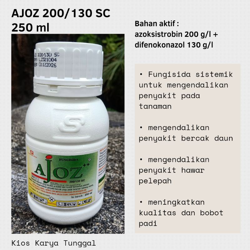 Fungisida Ajoz 250ml bahan aktif double azoksistrobin + difenokonazol fungisida pengendali tanaman
