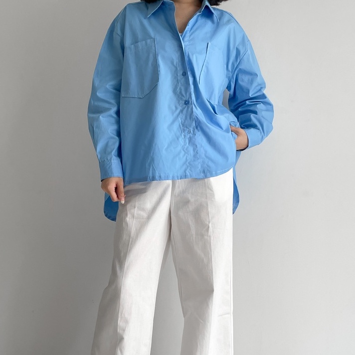 Peach Poppy VENNA Stitch Oversized Shirt - Kemeja Premium Wanita Oversized