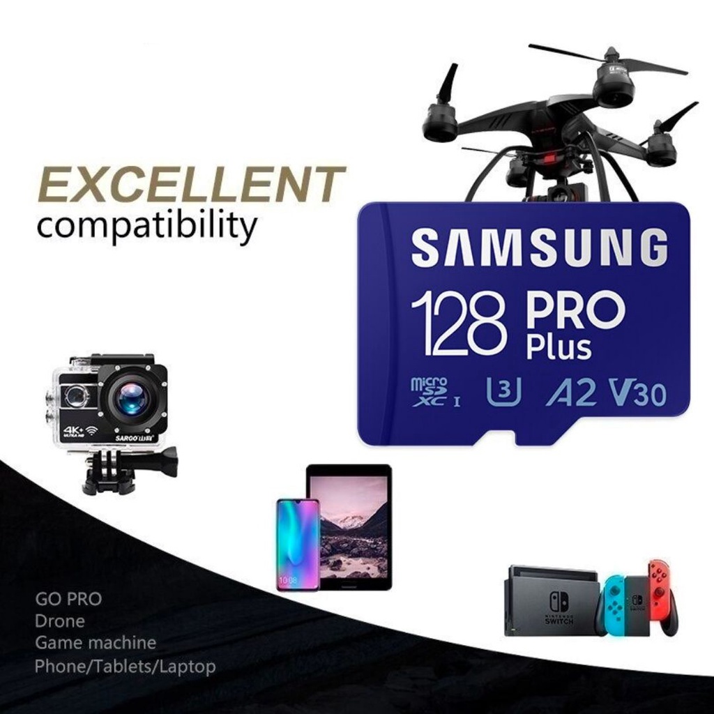 SAMSUNG Microsd PRO PLUS 128GB / 256GB / 512GB MicrosdSDXC Memory Card emory Card hp Micro SD Kartu SD Memori card Class10 + FREE Adapter GARANSI 10th