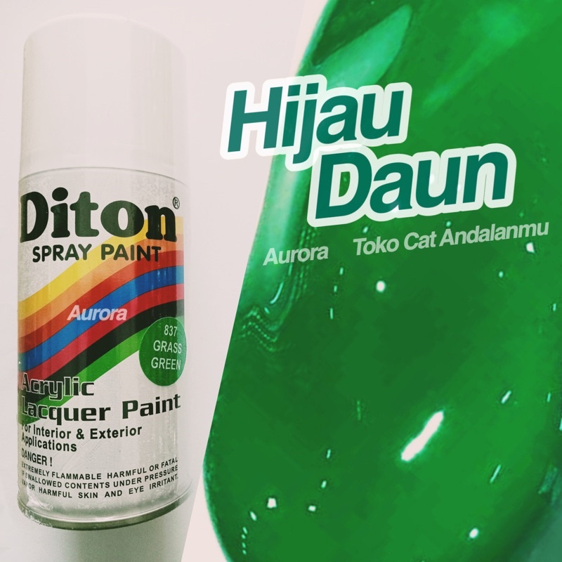 Diton 837 Grass Green 300ml Hijau Daun cat semprot motor mobil sepeda pilok pilox pylox Samurai Pain