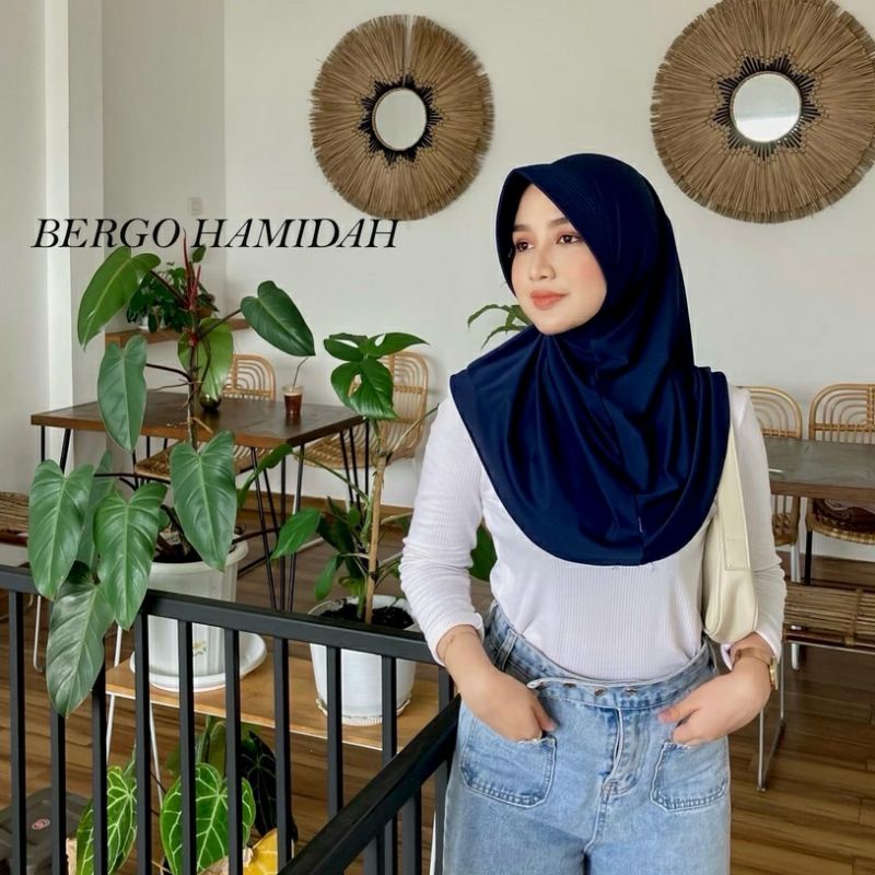 (ORI) HIJAB BERGO HAMIDAH M / jilbab SPORT / kerudung olahraga sekolah jersey premium instan oval menutup dada vayaon.hijab