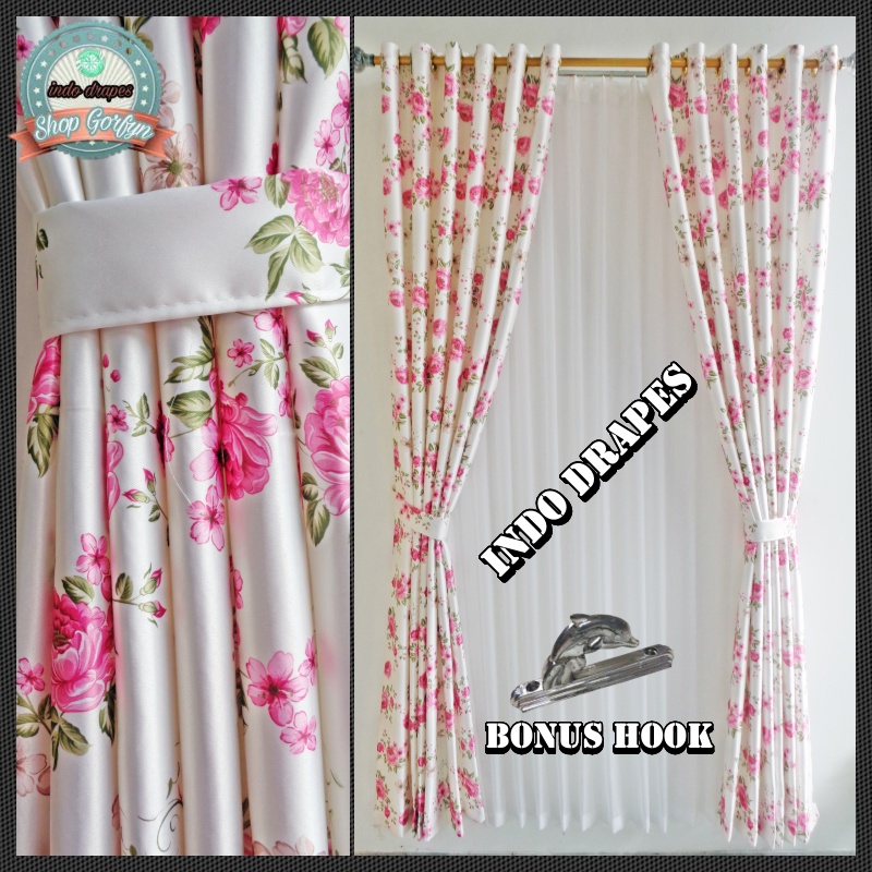 Gorden Jendela Pendek Kamar Tidur Aesthetic Blackout Import Shabby Chic Pink Hijau Ungu