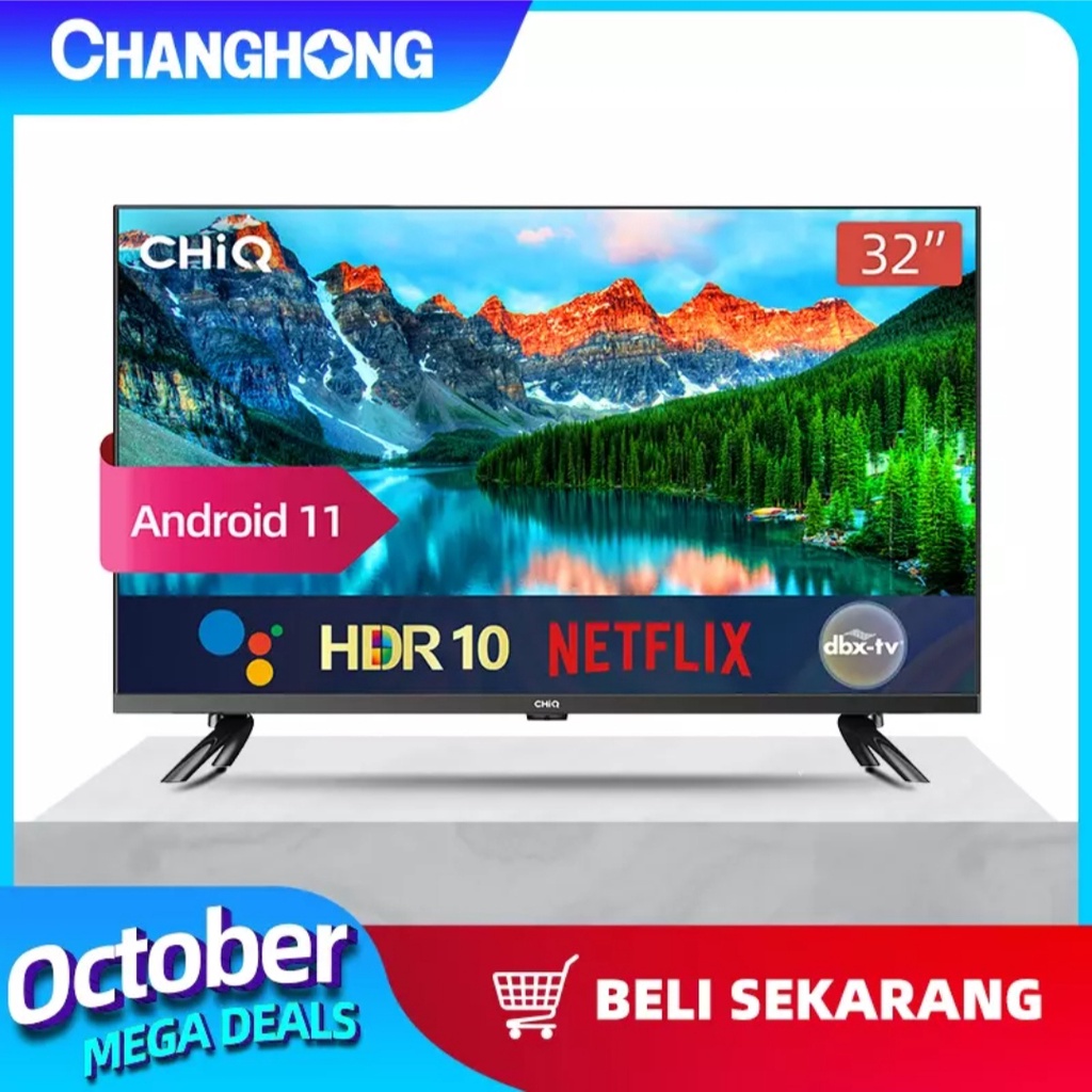 CHiQ 32 Inch Newest Android 11 Frameless Smart TV Digital LED TV(L32G7P)