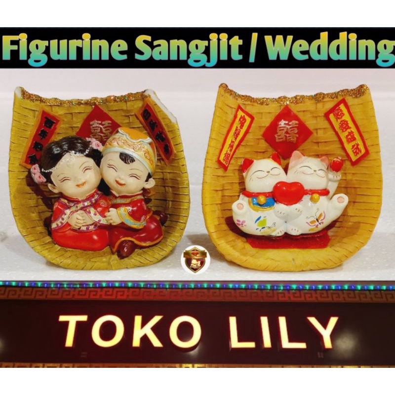 Figurine Sangjit / Pajangan Shuang Xi / Boneka Wedding Engagement / Miniatur Double Happiness