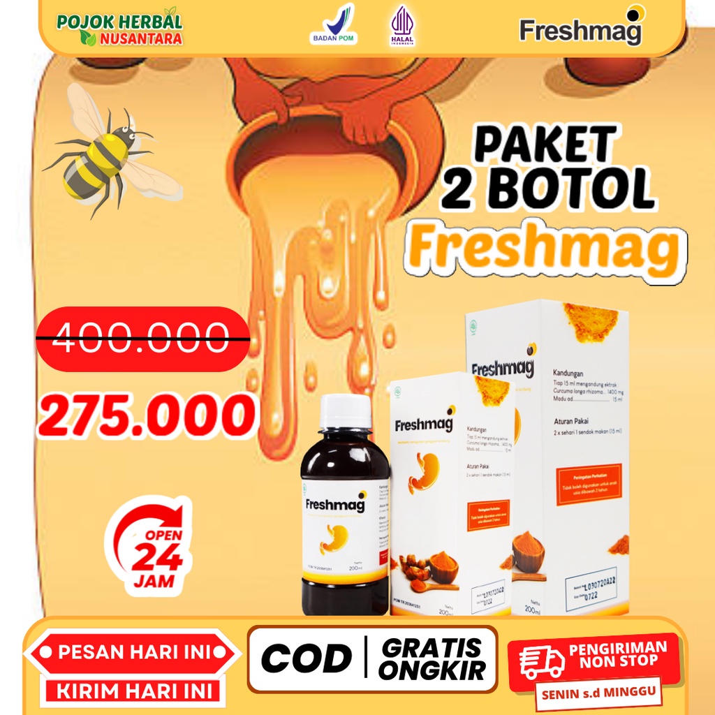 [Bisa COD] PAKET 2 BOTOL FRESHMAG- Madu Freshmag Asli Original Madu Freshmag Ampuh Atasi MAAG ASAM L