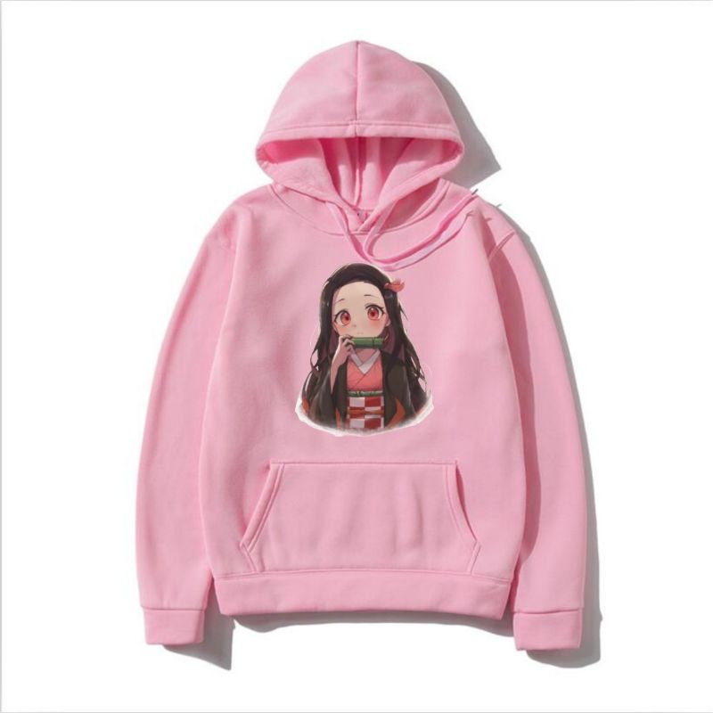 hoodie anime NEZUKO demon slayer bahan fleece tersedia ukuran S M L XL XXL XXXL XXXXL big size