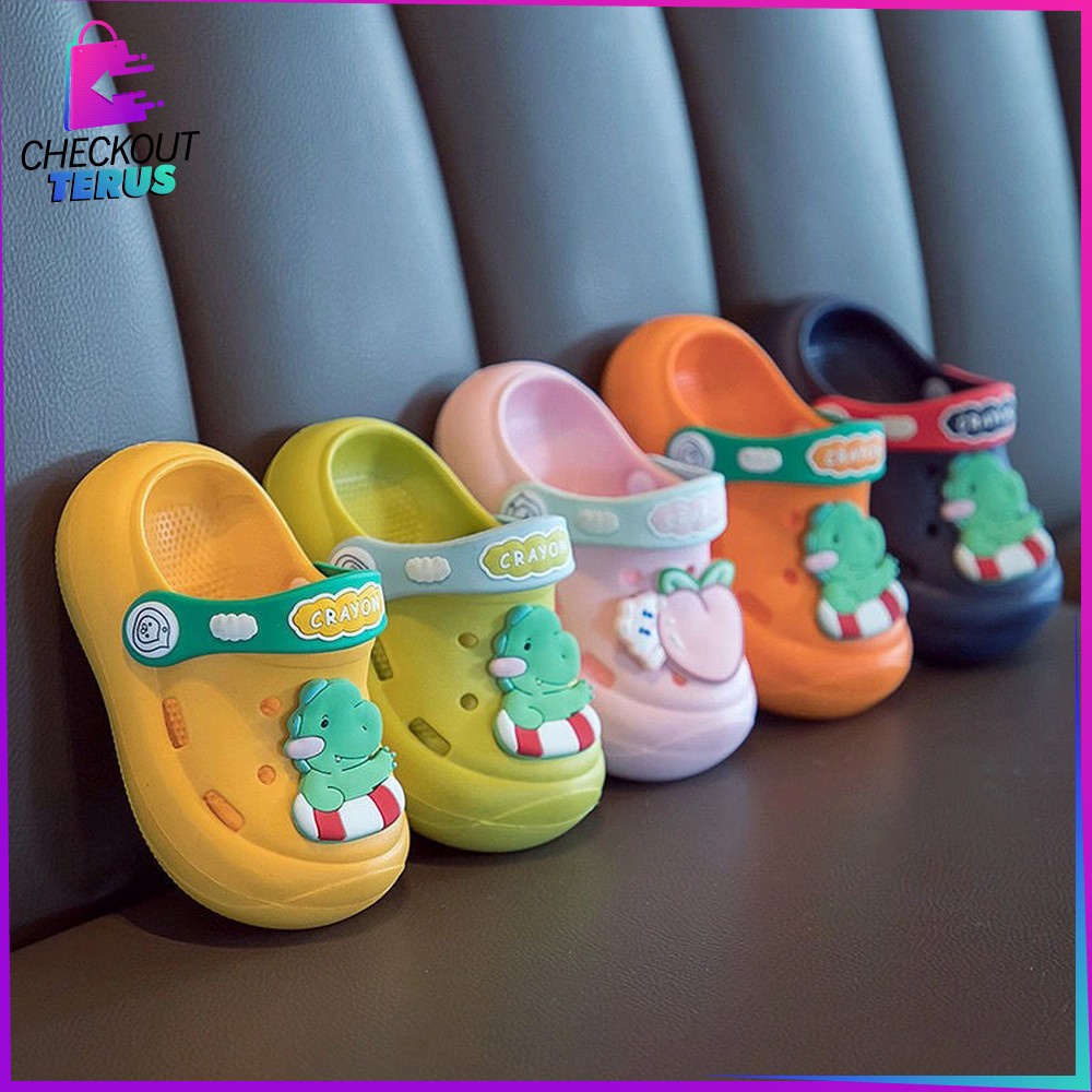 CT S39 Sandal Sepatu Anak Dengan Tali Belakang Bahan EVA Motif Dinosaurus Lucu Anti Slip Waterpoof Import Cute Slipper Baby Gemoy