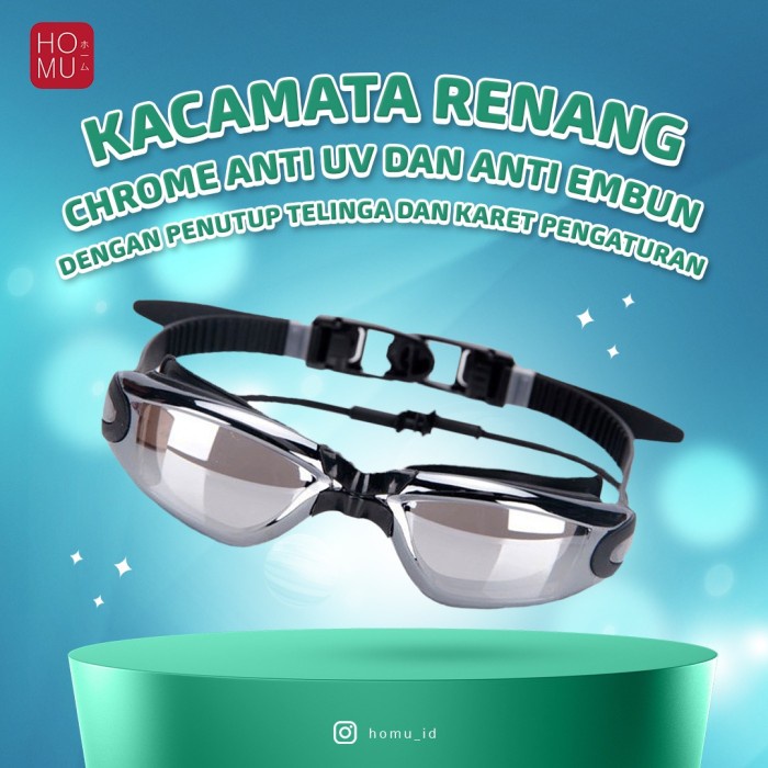Kacamata Renang Homu Kacamata Renang dengan Penutup Telinga A380 / Kacamata Berenang - Hitam(H1M8) K