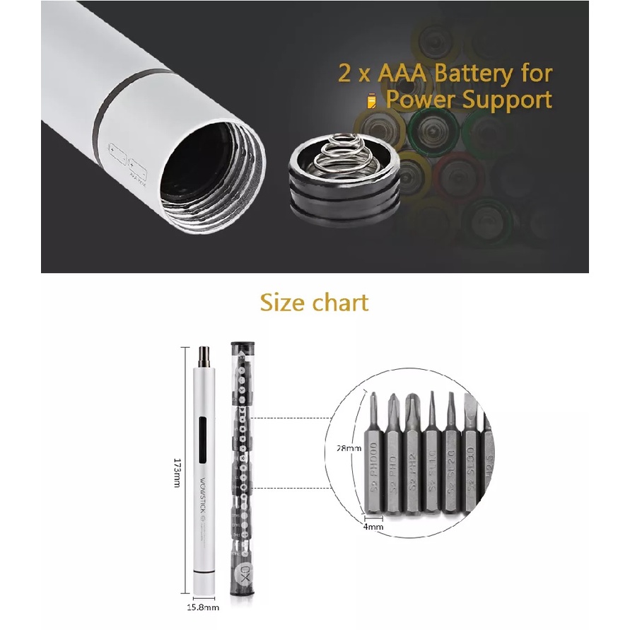 WOWSTICK TRY - Electric Cordless Screwdriver 20 in 1 - Obeng Elektrik