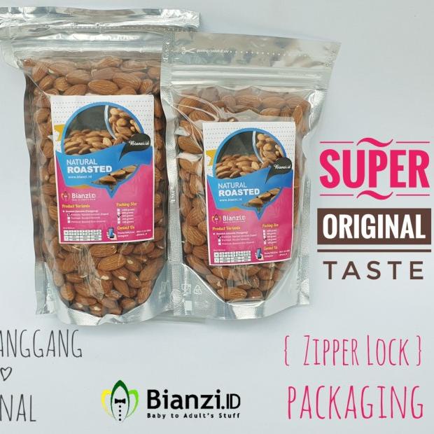 

COD✔️Kacang Almond Panggang rasa Natural (Original) Super 250 grams | Bianzi ID|RA9