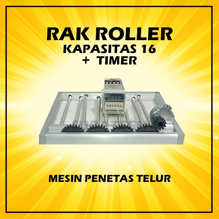 Paket Pemutar Otomatis Rak Roller kap. 16 untuk Mesin Tetas Telur dengan Modul Timer Roller