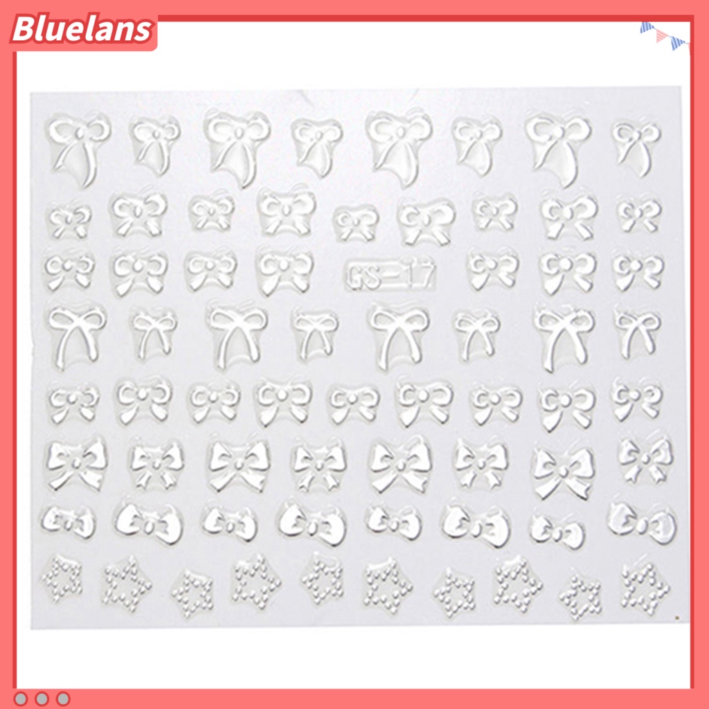 [Bayar Di Tempat][bluelans] Stiker Nail Art Manicure DIY Bentuk Pita / Hati 3D