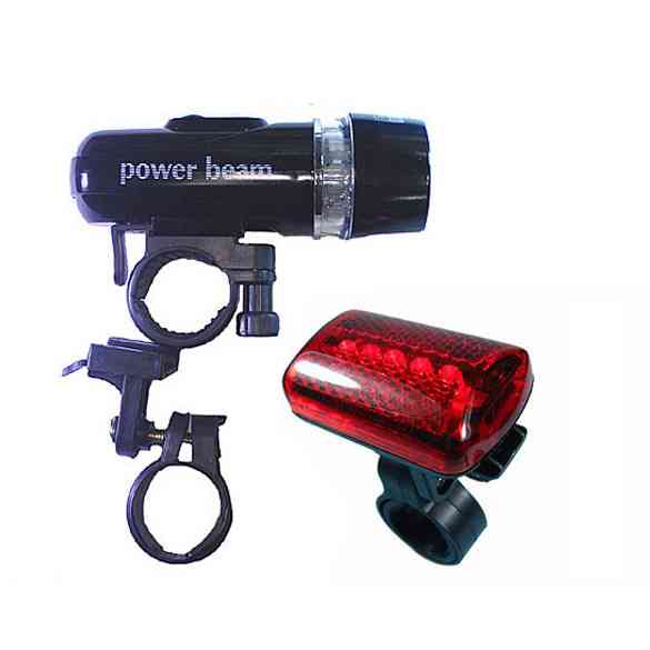 Set Lampu Depan + Belakang Sepeda 5 Led Anti Air Untuk Keamanan
