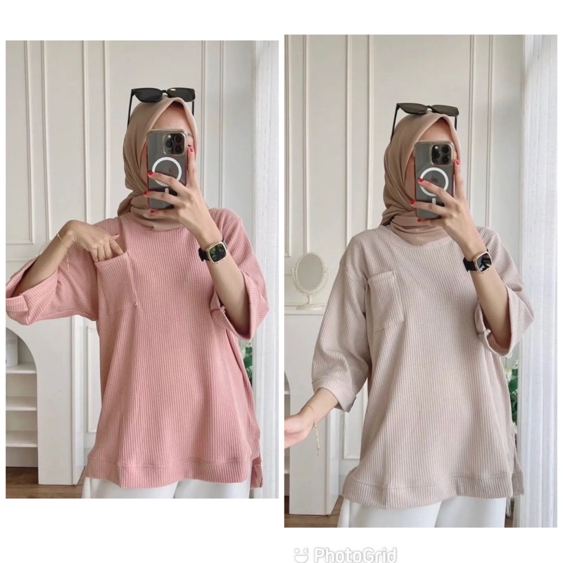 atasan oversize 7/8 kaos knitted uniqlo merk clarke