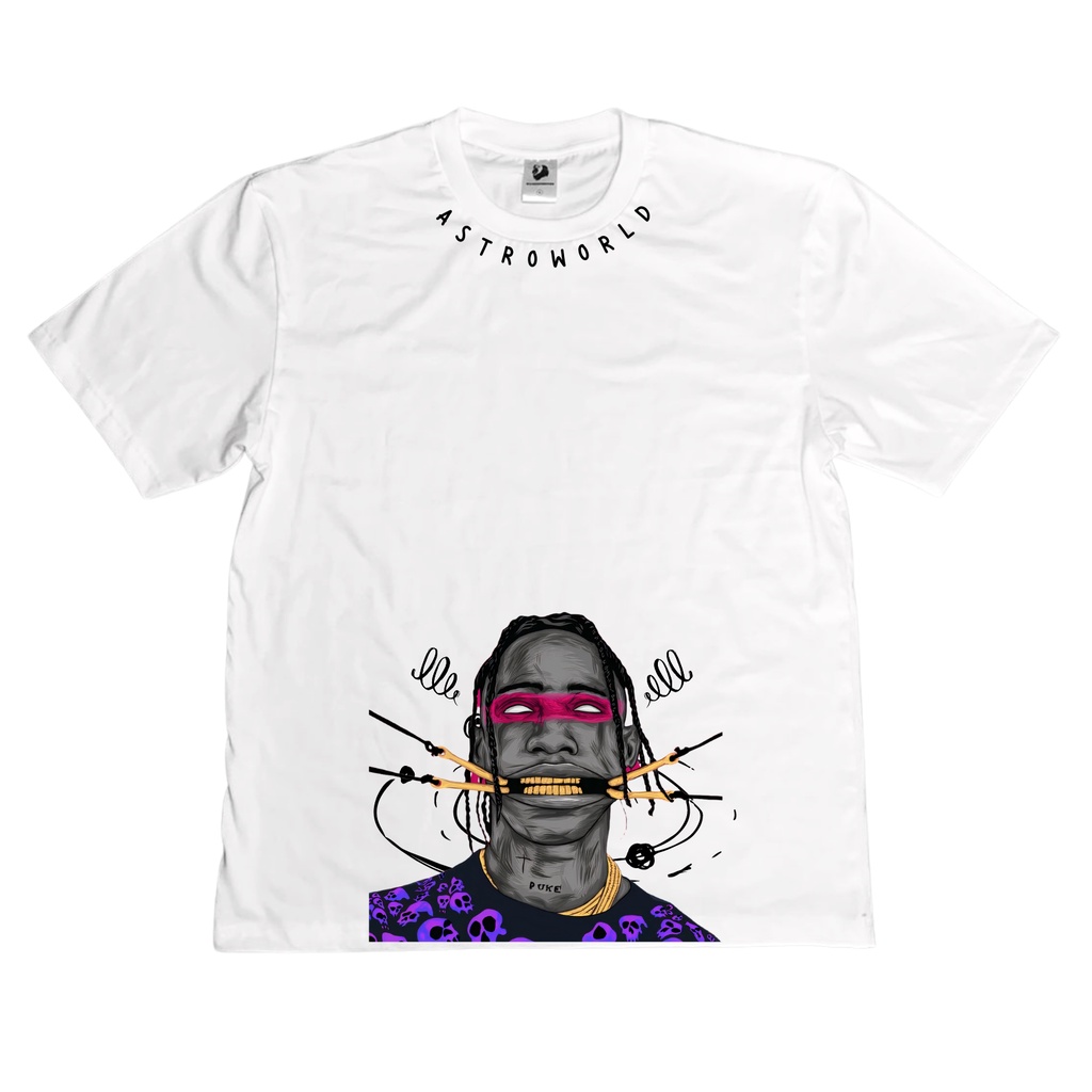 KAOS OVERSIZE TSHIRT HYPEMONSTER TRAVIS SCOTT ASTROWORLD WHITE
