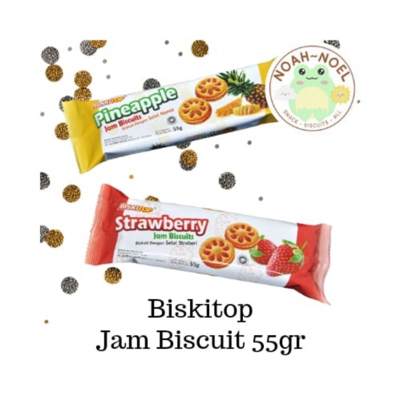 

NN - BISKITOP Jam Biscuits 55gr Biskuit isi selai Strawberry Nanas Biskuit cemilan anak dewasa