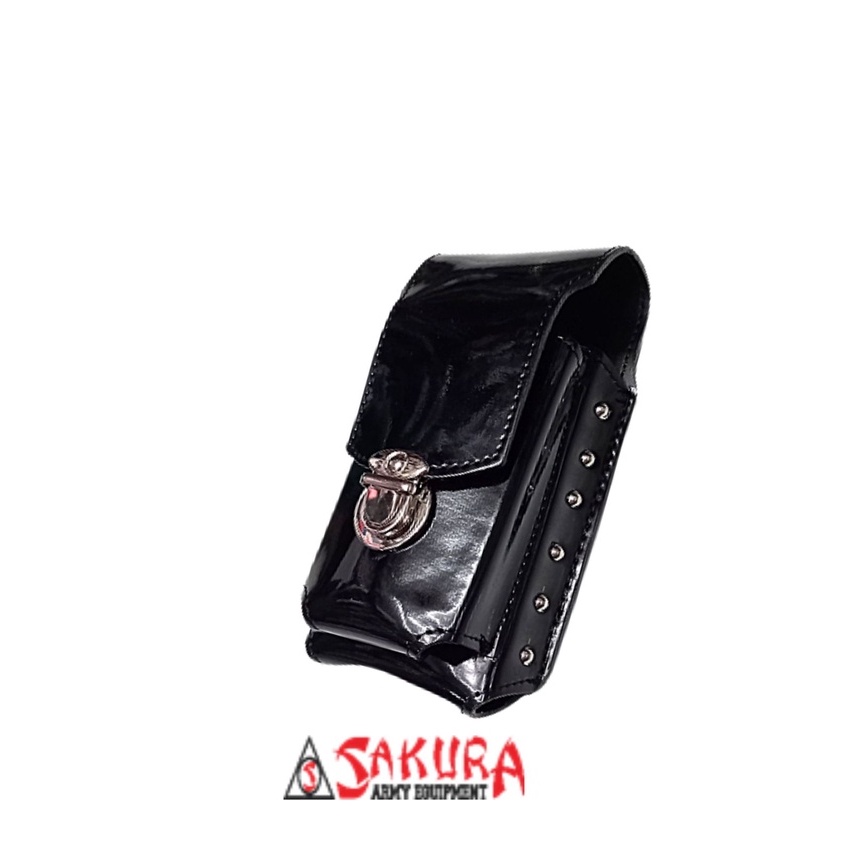 Dompet Hp Sarung Tempat Hp Polos Hitam Putih Tumpuk Double Slot