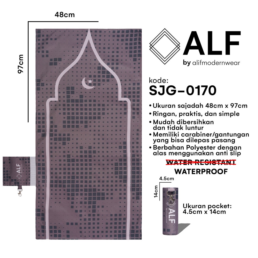 ALIF SAJADAH GENGGAM TRAVEL / SAKU / PORTABLE / WATERPROOF ( ALIF MODERN WEAR SJG-0170 )