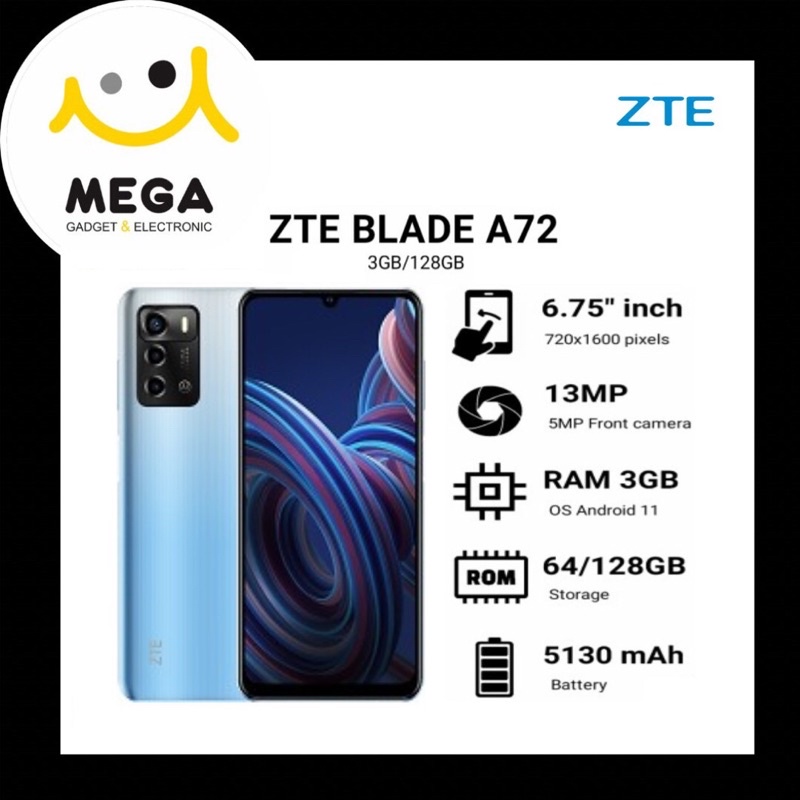 ZTE Blade A72 3GB + 128GB Garansi Resmi ZTE Indonesia