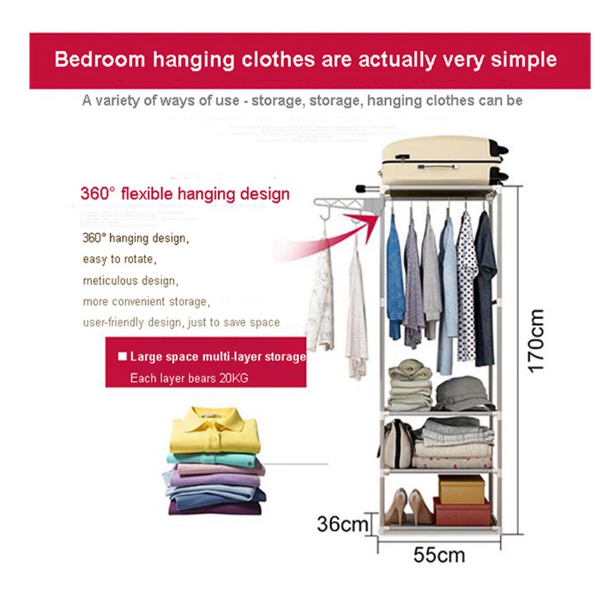 Stand Hanger Square Cloth Rak Baju Gantung Ukuran  P 55  x L 35 x T 165 CM