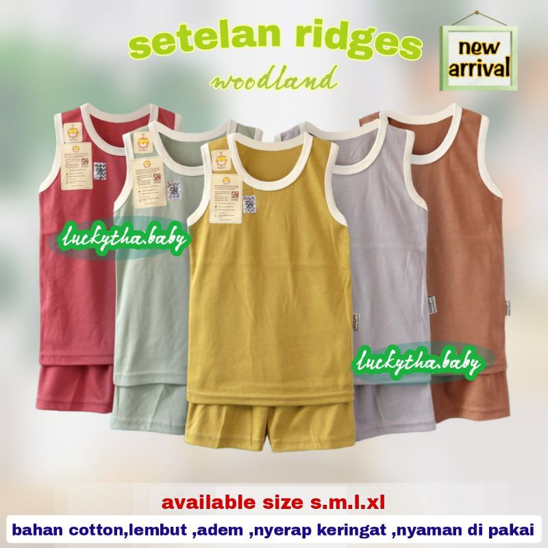ridges- setelan ridges kutung woodland polos earth, cellestial , setelan singlet anak laki-laki &amp; perempuan ridges polos- setelan ridges polos kutung anak cewe cowo