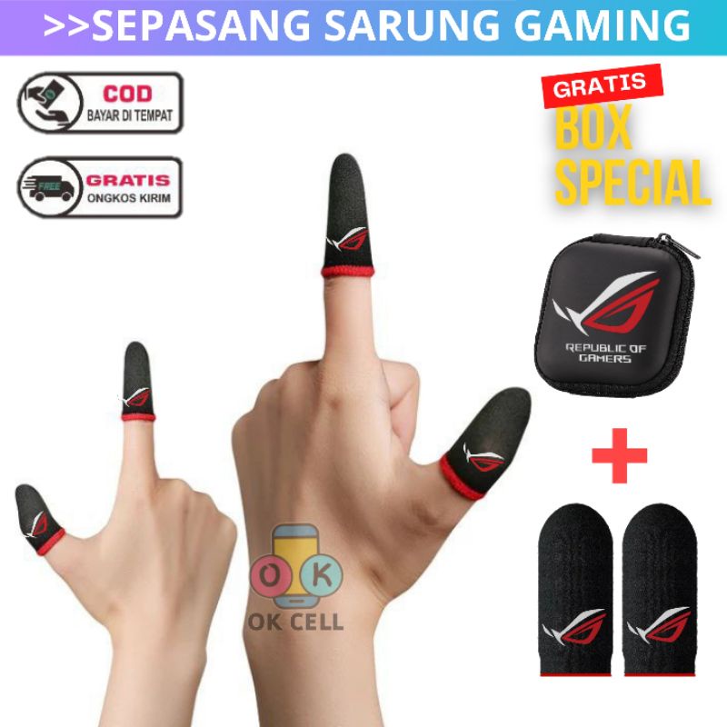 ROG BOX POUCH Sarung Jari Jeri Jempol Gaming Game FF ML EVOS RRQ BTR Anti Keringat Original