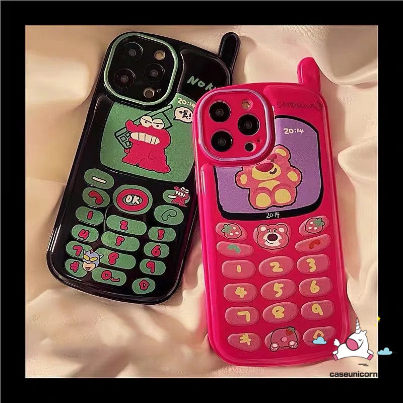 Soft Case Desain Kartun Beruang Buaya Strawberry Untuk iPhone 11 12 13 14 Pro MAX 7 8 Plus X XR XS MAX