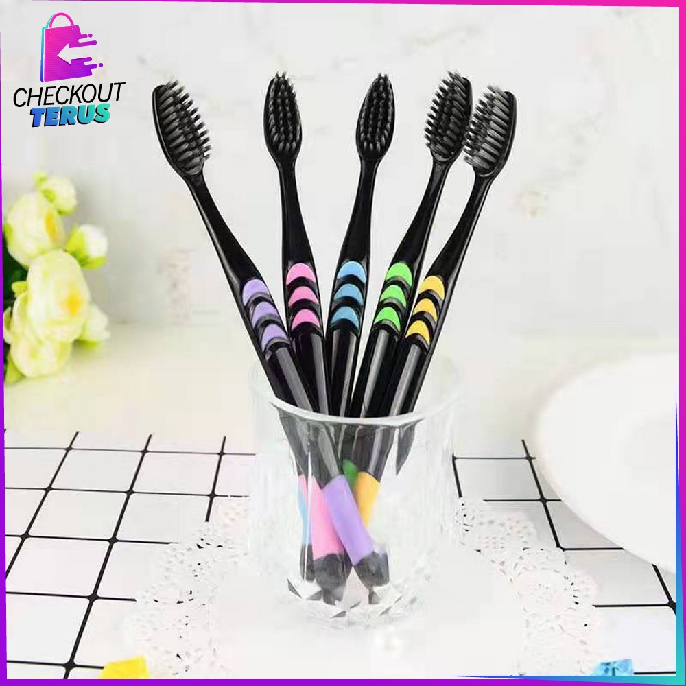 CT C676 Sikat Gigi Dewasa 1 SET ISI 10 PCS Bahan Lembut 1 Pack Tootbrush Double Care Sensitive Sikat Gigi Nano Tech