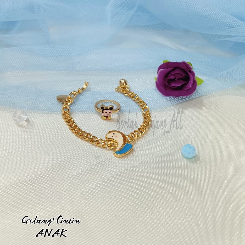 GELANG+CINCIN ANAK KARAKTER perhiasan super berkelas fashion korea anti karat dan anti luntur