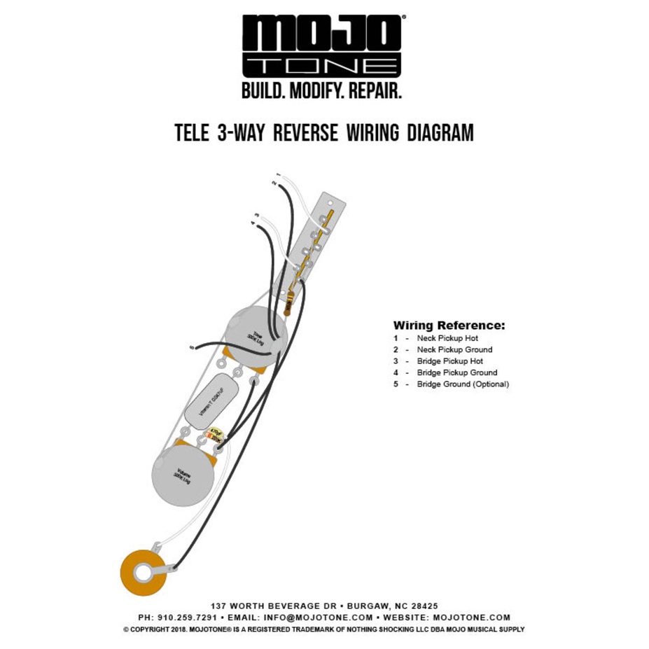 wiring set potensio kapasitor mojotone custom telecaster reverse original prewired gitar