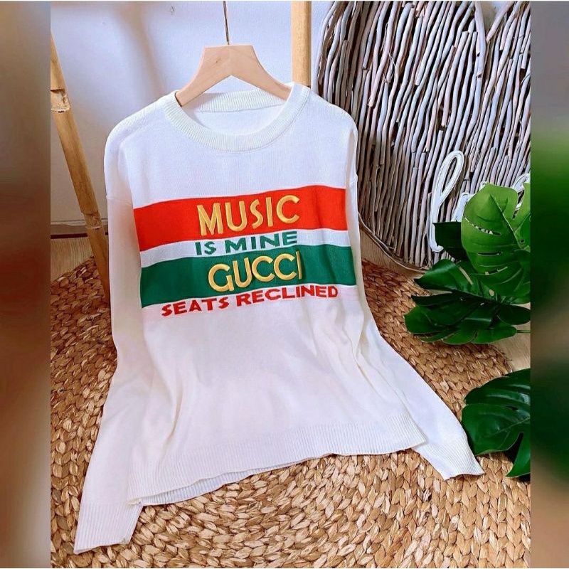 Music GC Sweater, SWEATER WANITA SUPER CANTIK MODIS FIT XXL LD 100-124 BAHAN RAJUT IMPORT PREMIUM TERMURAH OOTD