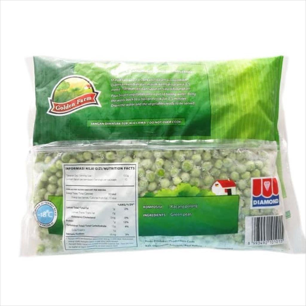 Golden Farm Green Peas / Kacang Polong 1 KG Frozen Halal Praktis Sehat